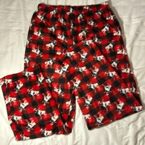 Open Trails Microfleece Pajama Pants Men’s Red, Black Plaid with Moose size XL